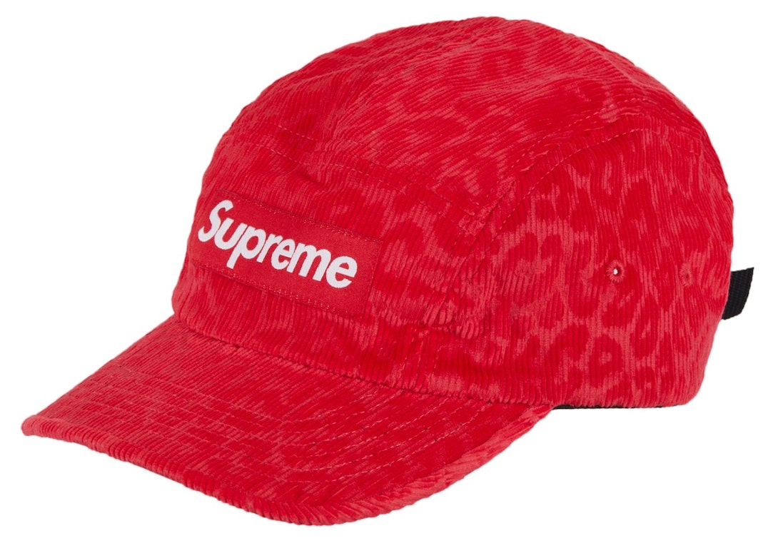 Pre-owned Supreme Leopard Corduroy Camp Cap Red