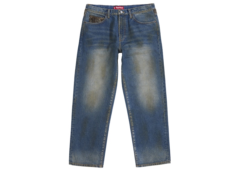 パンツ Supreme Leopard Faux Fur Loose Fit Jean Supreme Leopard Faux Fur Loose Fit Jean Washed Indigo Men's - FW25