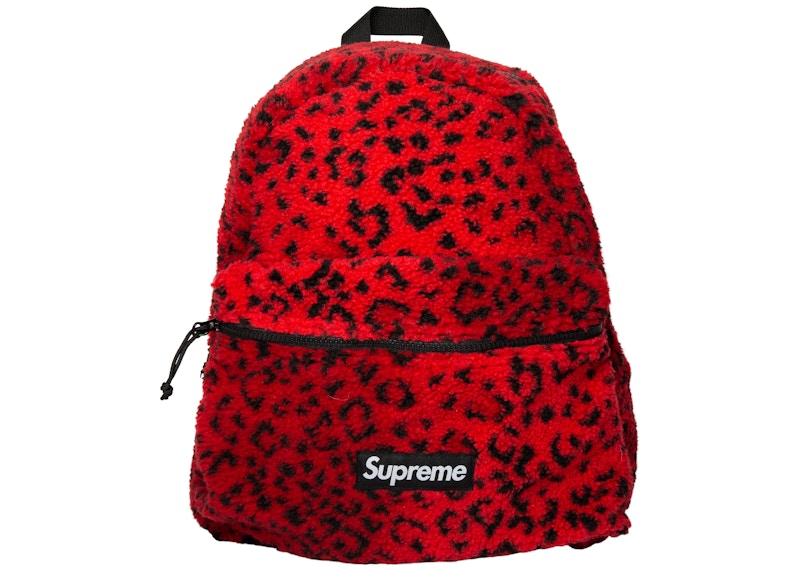 Supreme Leopard Fleece Backpack Red