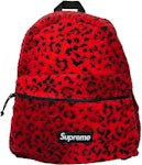 Rare FW17 Supreme leopard fleece red backpack