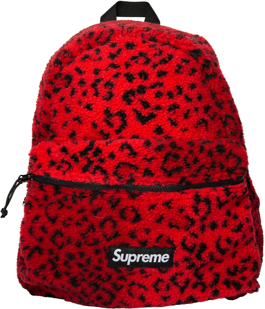 Supreme Leopard Fleece Backpack Red - FW17