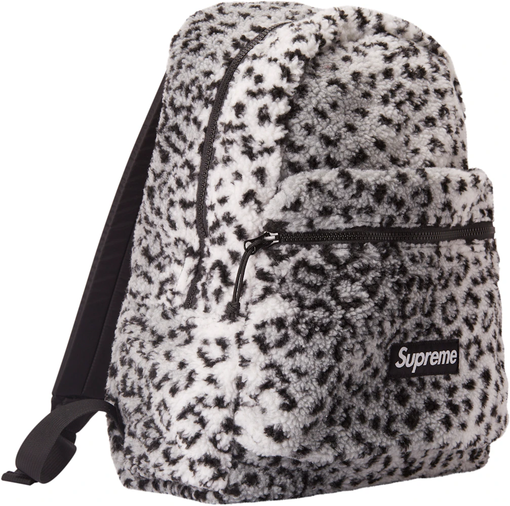Supreme Leopard Fleece Backpack White - FW17 - US