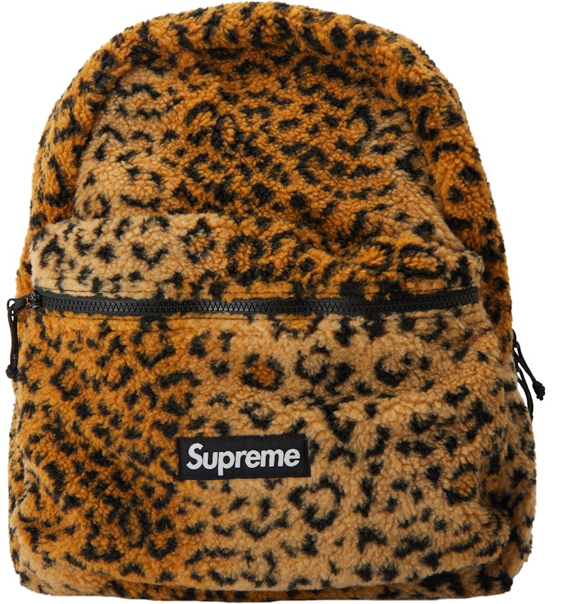 Supreme Leopard Fleece Backpack Yellow FW17 US
