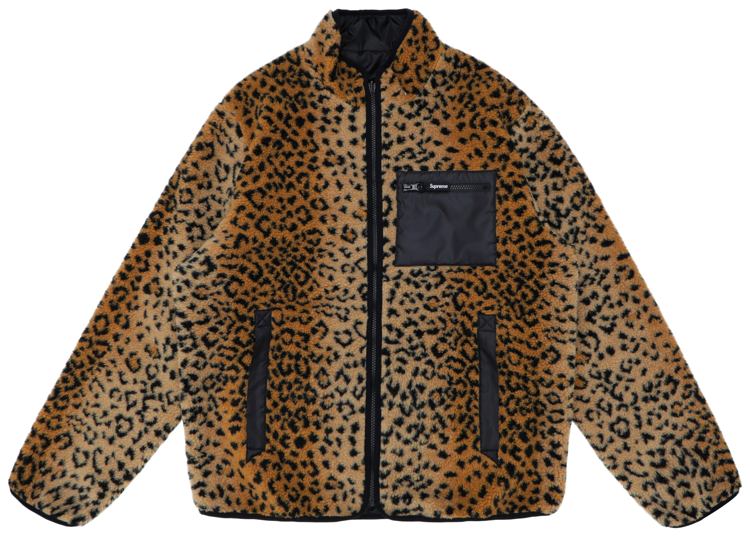 Supreme Leopard Fleece Reversible Jacket Black