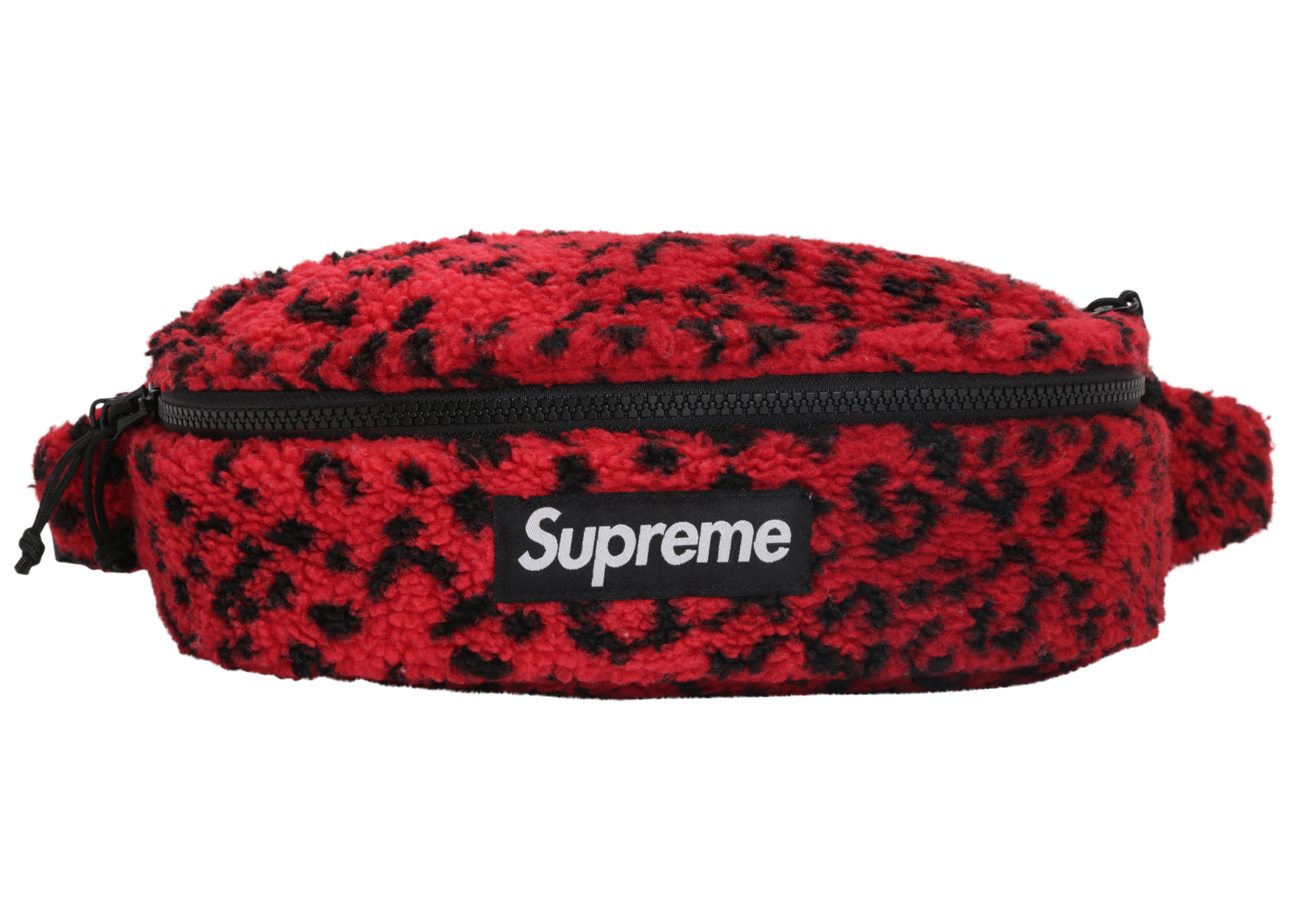 Supreme Leopard Fleece Waist Bag Red
