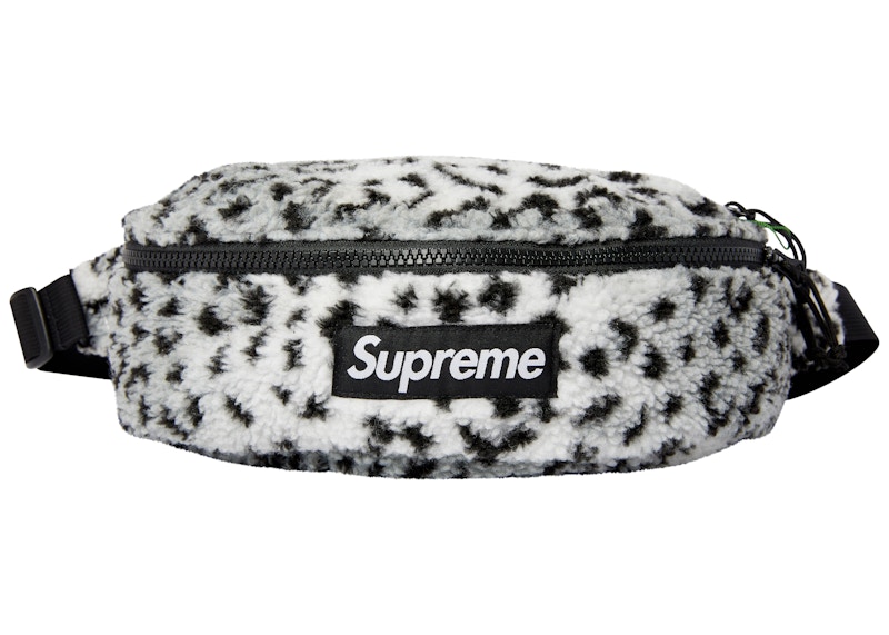 Supreme Leopard Fleece Waist Bag White