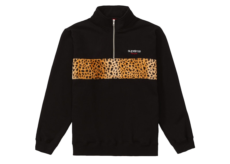 2018AW Leopard Panel Half Zip Sweatshirt | eclipseseal.com