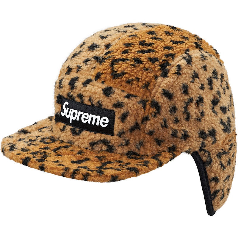 Supreme Leopard Polar Fleece Earflap Camp Cap Gold - FW17 - US