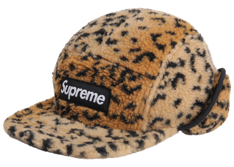 Supreme Leopard Polar Fleece Earflap Camp Cap Gold - FW17 - US