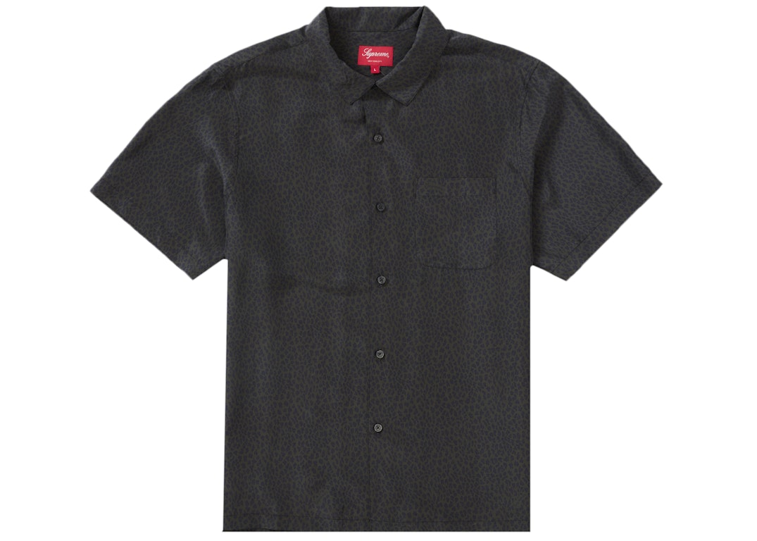 Pre-owned Supreme Leopard Silk S/s Shirt Charcoal