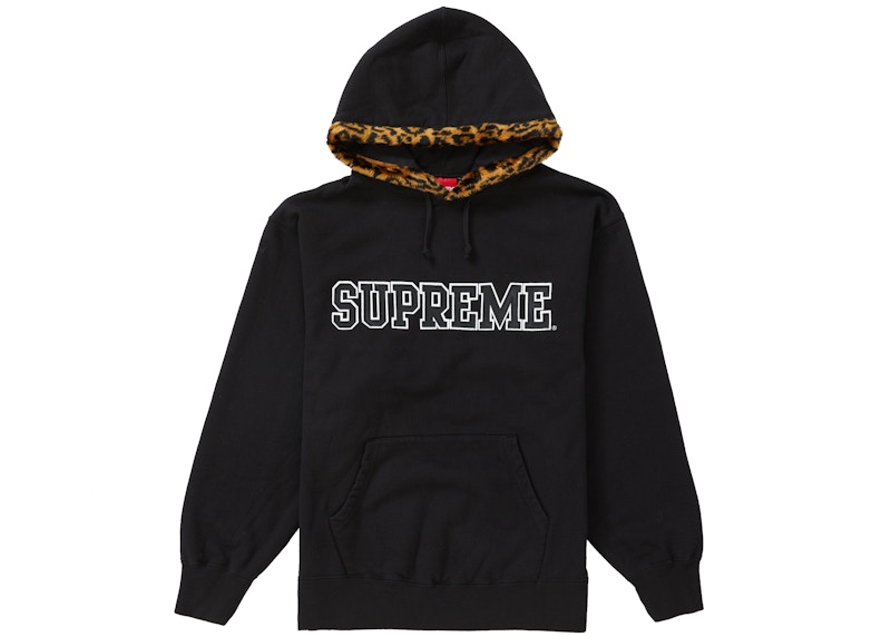 Supreme Leopard Trim Hooded Sweatshirt Red Hombre - FW21 - US