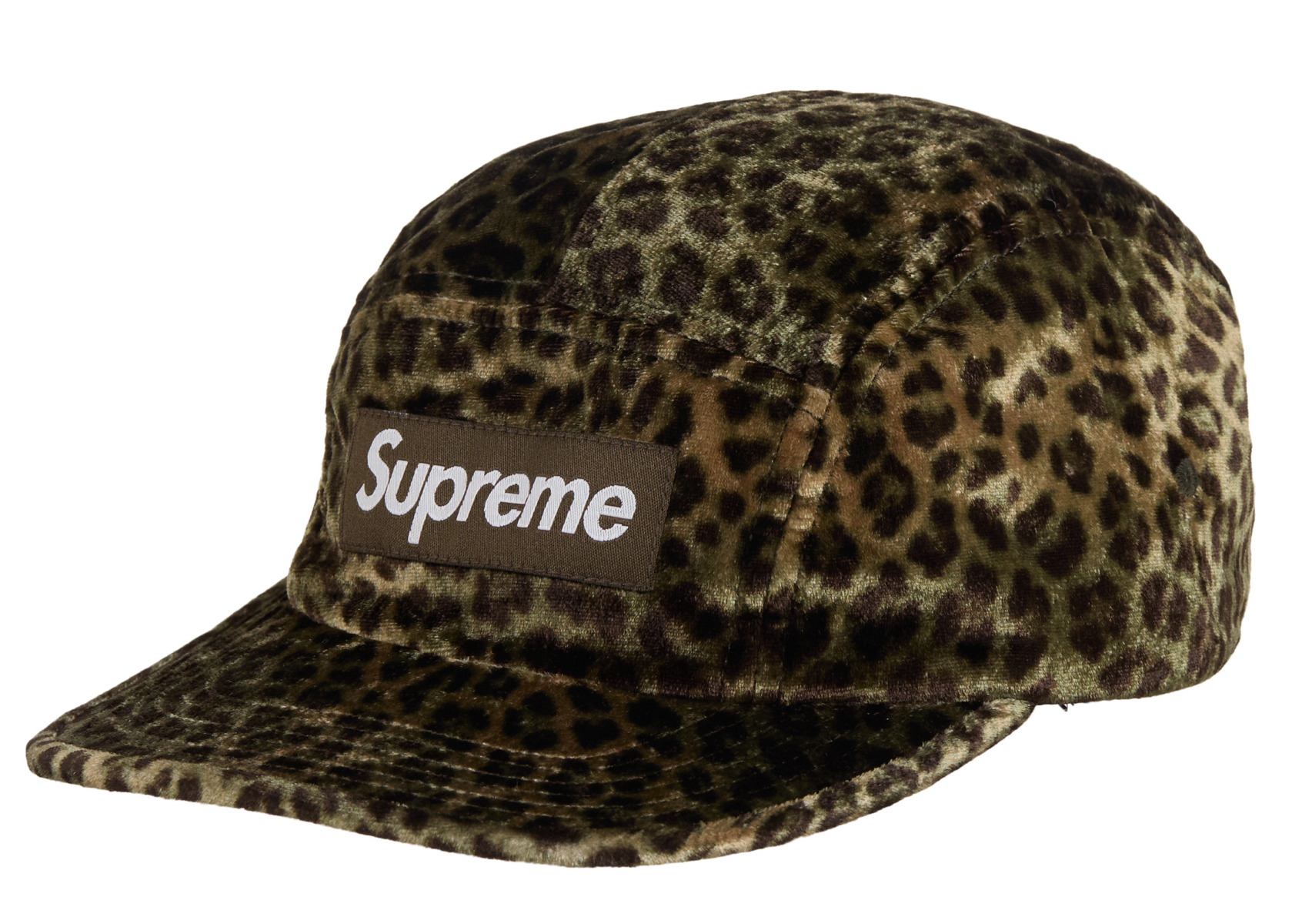 Supreme Leopard Velvet Camp Cap Olive - 帽子