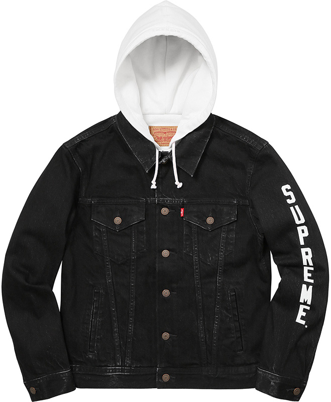 Supreme Levis Fleece Hood Trucker Jacket Black Men's - SS17 - US