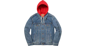 Supreme Levi's Fleece Hooded Trucker Jacket Blue