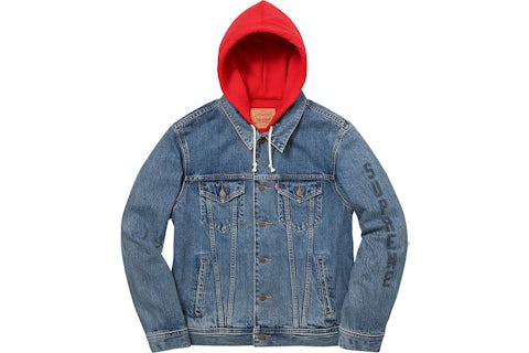 Supreme Levi's Fleece Hooded Trucker Jacket Blue Men's SS17 US