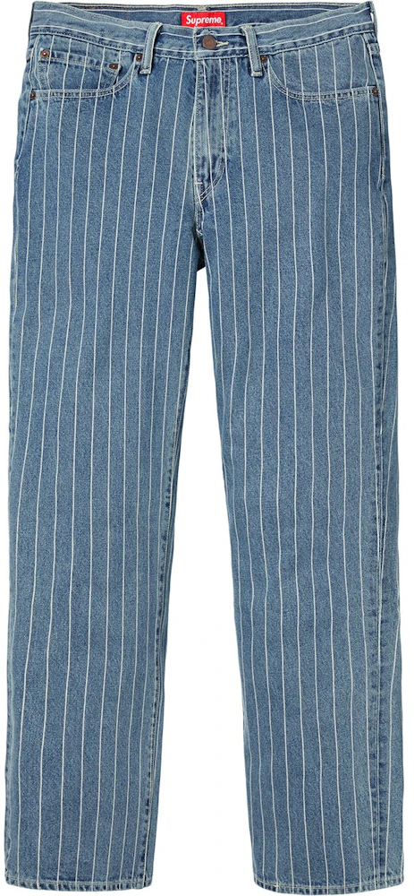 Supreme Levi's Pinstripe 550 Jeans Blue - SS18 - FR
