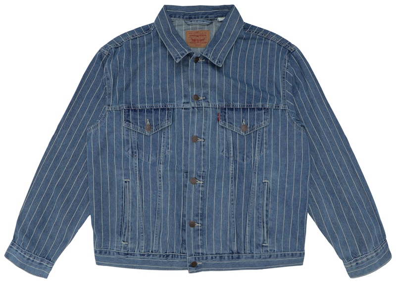 supreme levi's pinstripe trucker jacket