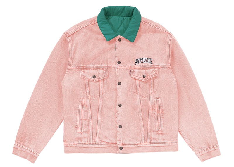 Supreme Levi's Quilted Reversible Trucker Jacket Pink Men's - FW18