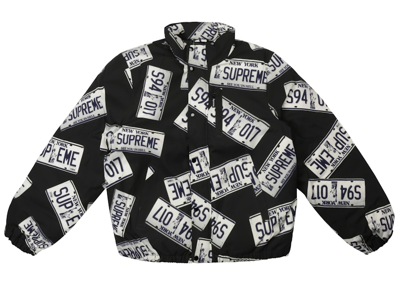 Supreme License Plate Puffy Jacket Black Men's - FW17 - US