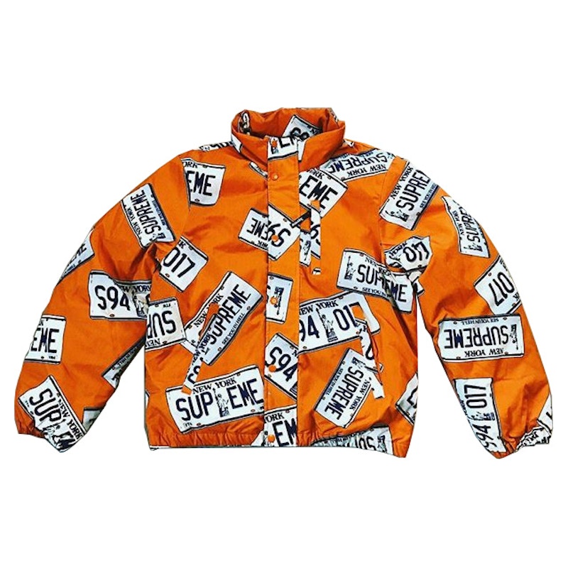 Supreme License Plate Puffy Jacket Burnt Orange Men's - FW17 - US