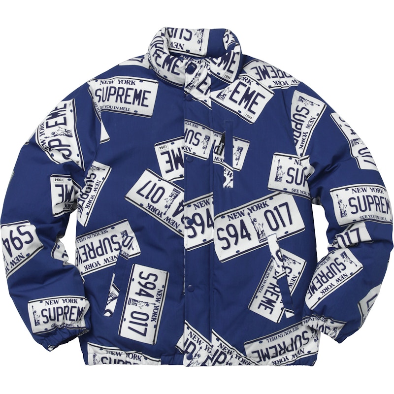 Supreme License Plate Puffy Jacket Navy Uomo - FW17 - IT