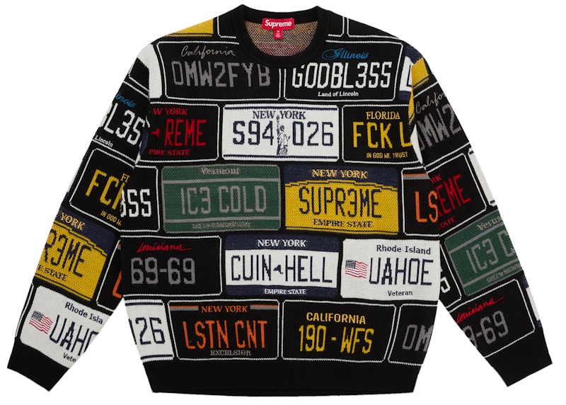 Supreme License Plate Sweater Black メンズ - SS26 - JP