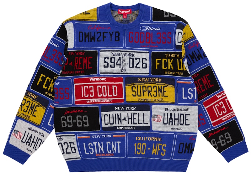 Supreme License Plate Sweater Royal メンズ - SS26 - JP