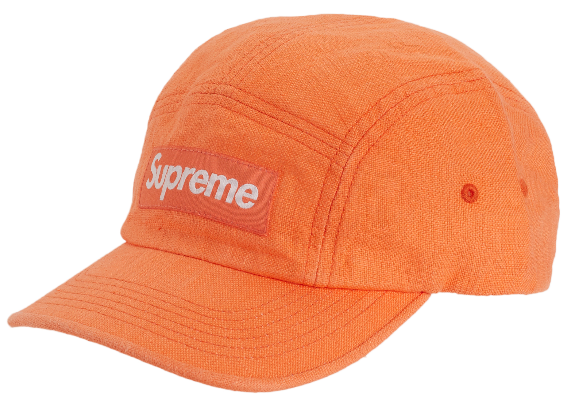 Supreme Linen Fitted Camp Cap Neon Orange