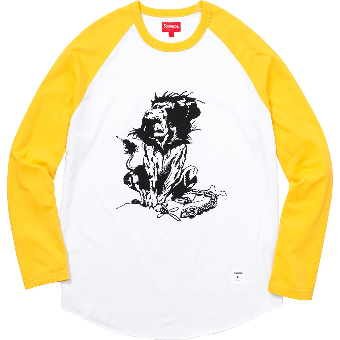 Supreme Lion Raglan Baseball Top Yellow メンズ - SS18 - JP