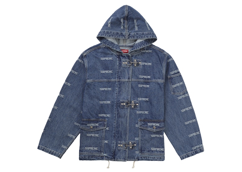 supreme logo denim turnout jacket