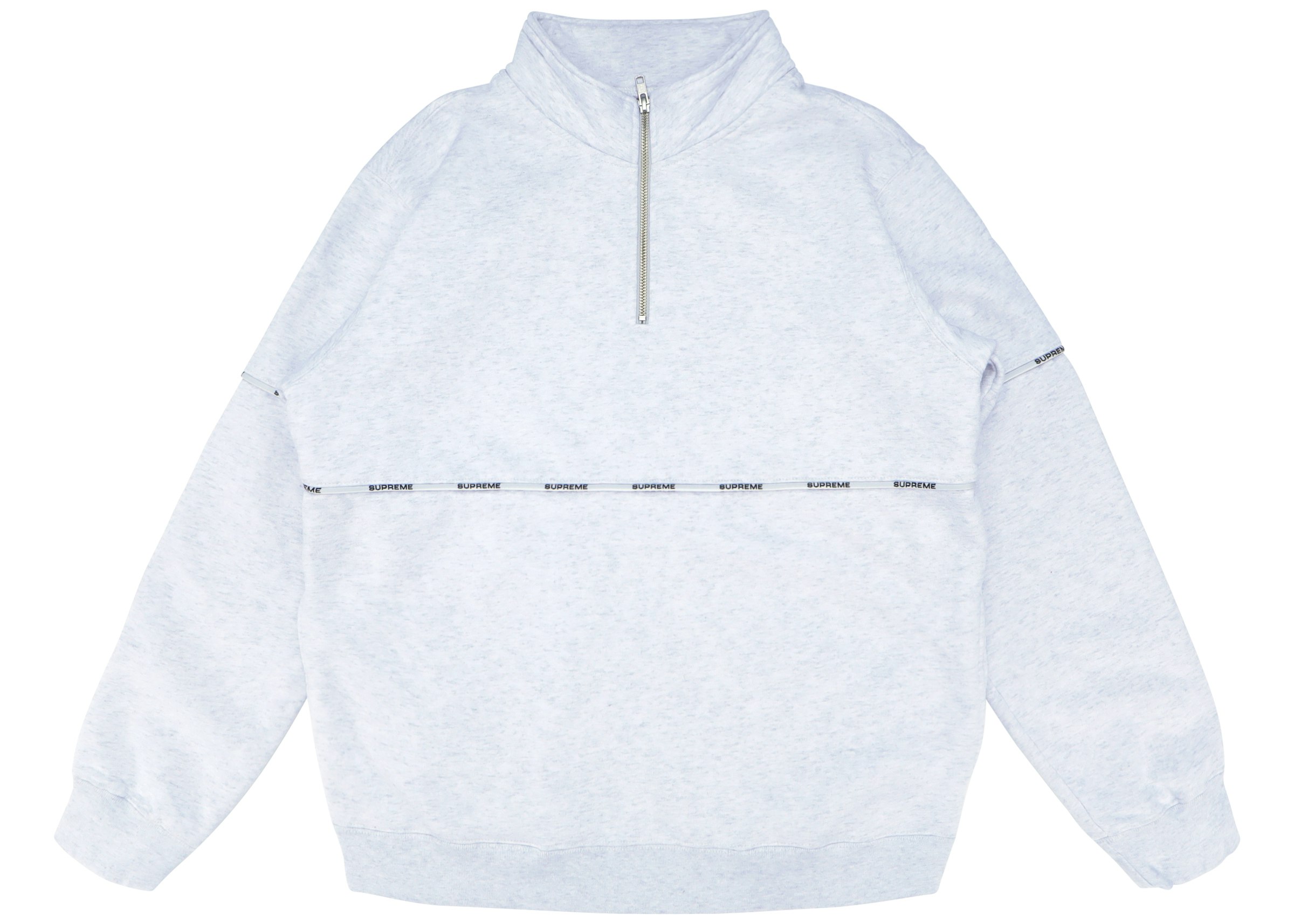 Supreme Logo Piping Half Zip Sweatshirt Ash Grey - SS18