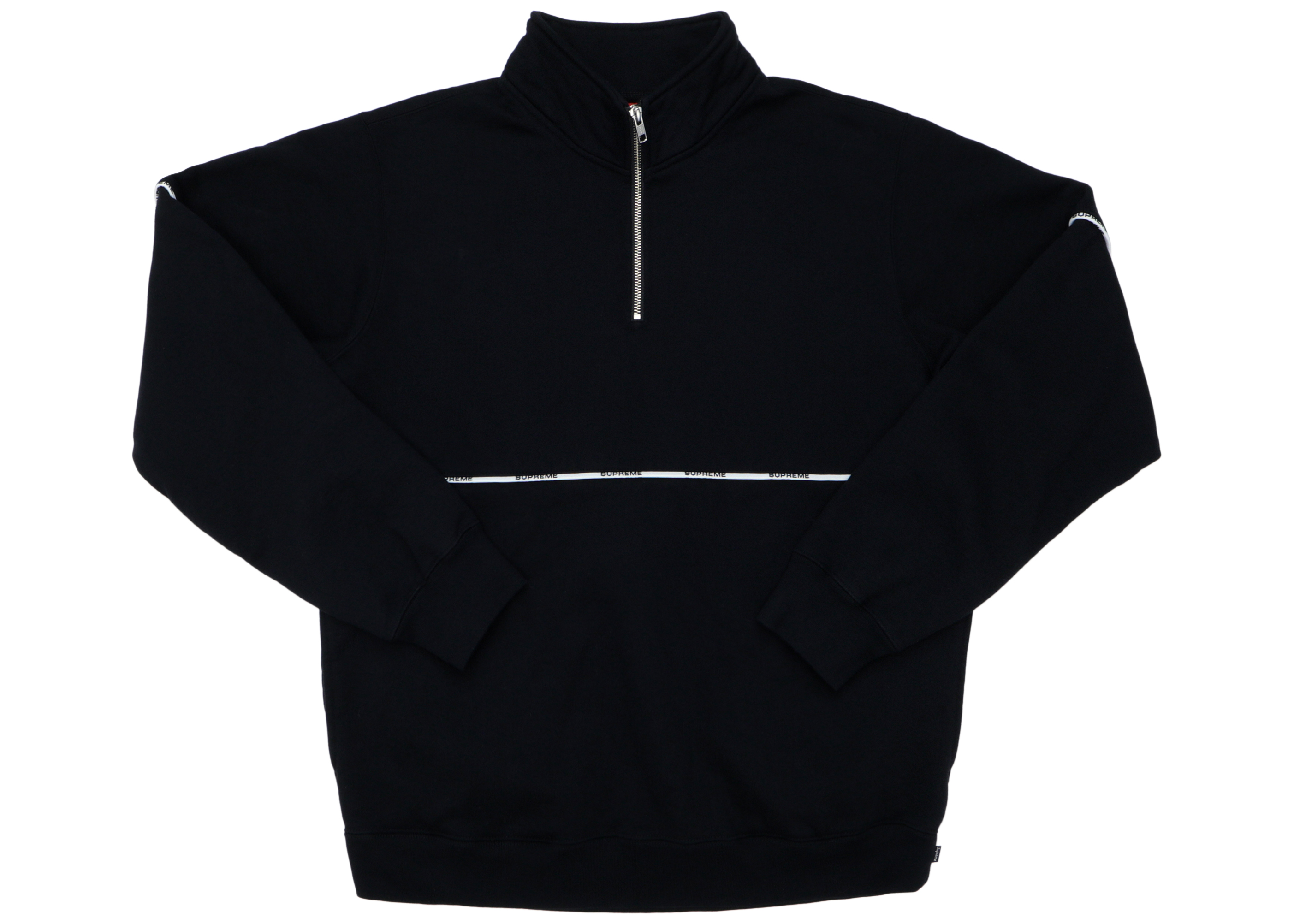 Supreme Hooded Logo Half Zip Pullover Black