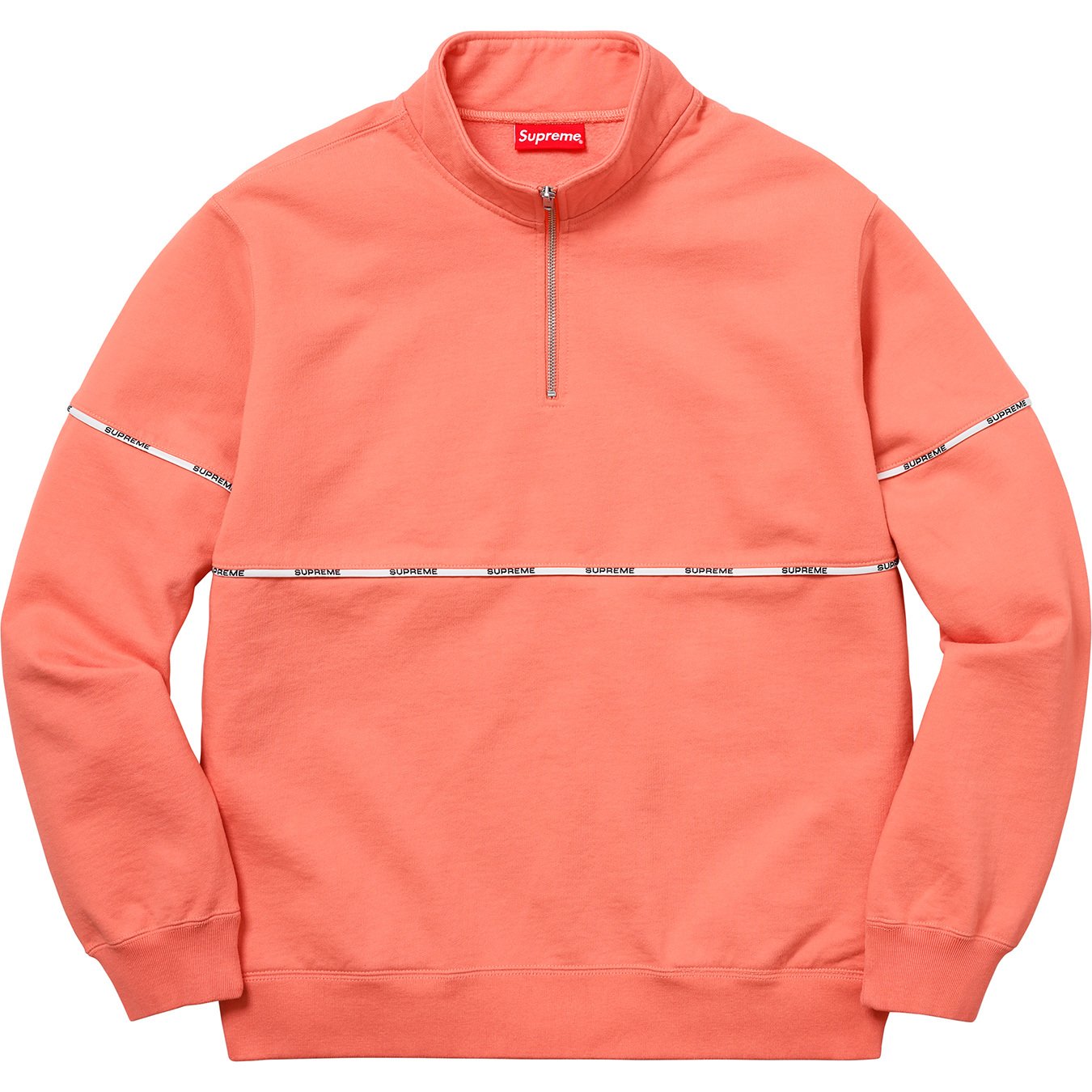Supreme Logo Piping Half Zip Sweatshirt Coral - SS18 Men's - US