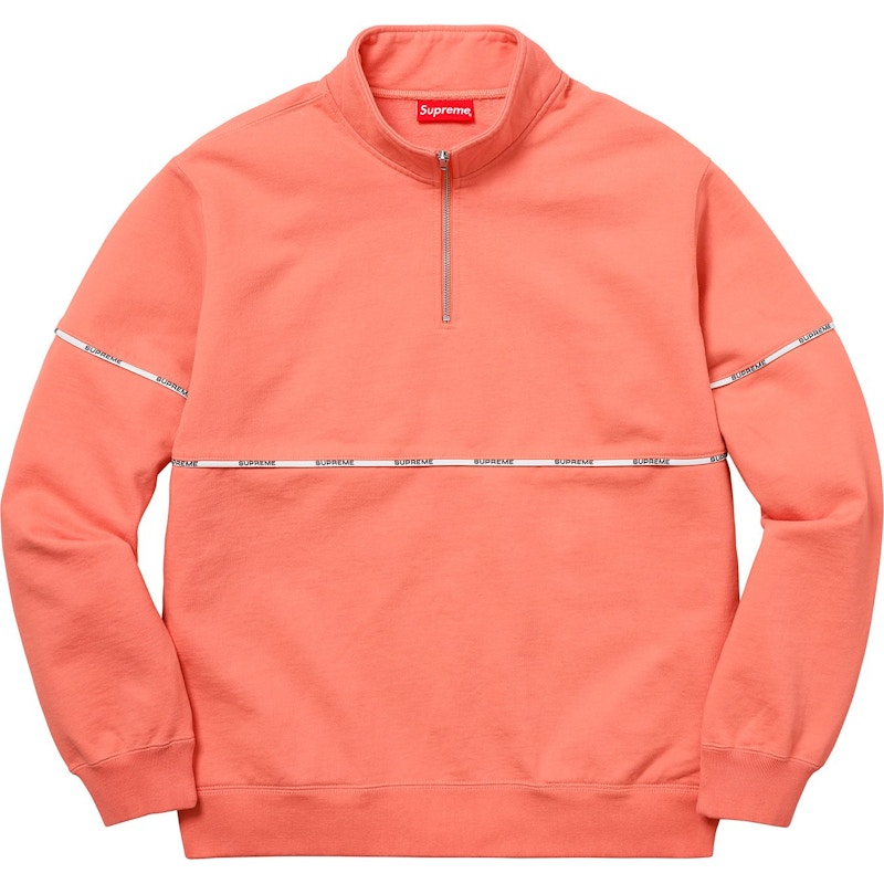 Supreme Logo Piping Half Zip Sweatshirt Coral Men's - SS18 - US