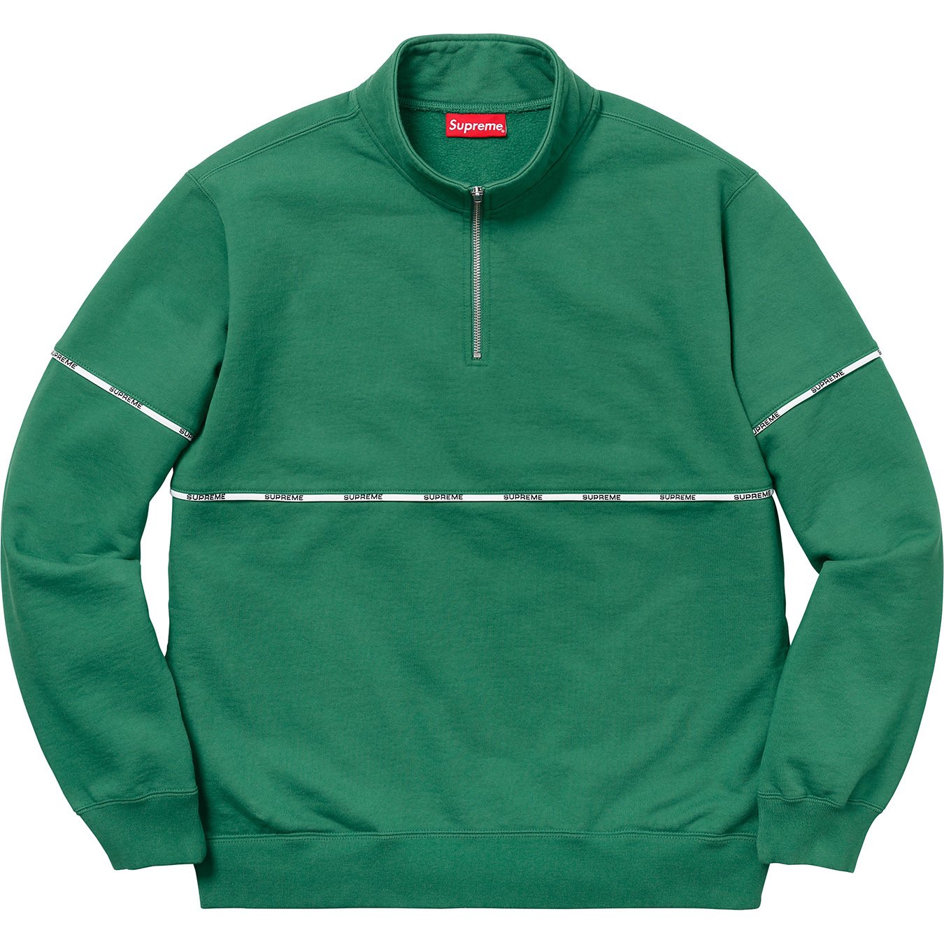 Supreme Logo Piping Half Zip Sweatshirt Light Pine - SS18 Men's - GB