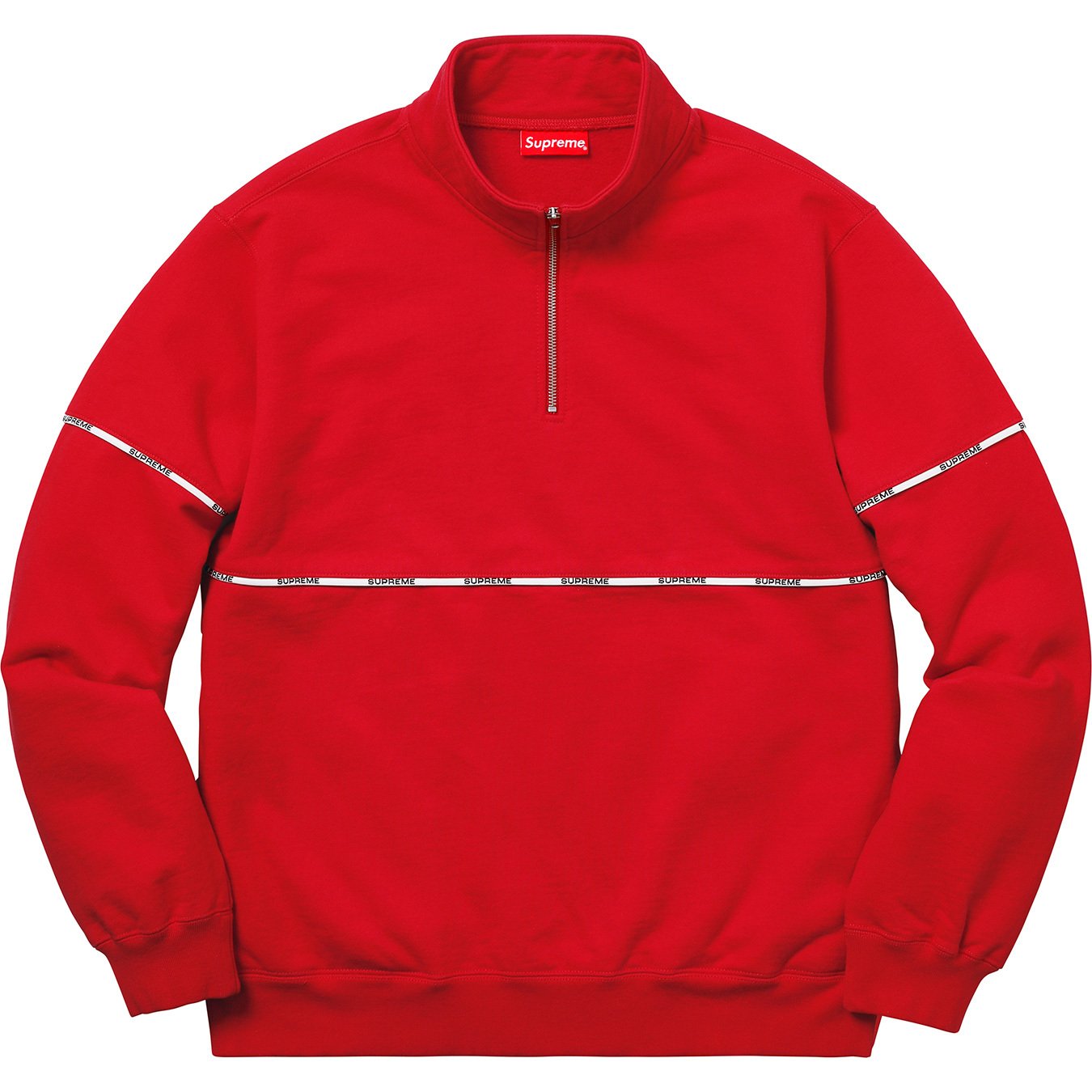 Supreme Logo Piping Half Zip Sweatshirt Red - SS18 Men's - US