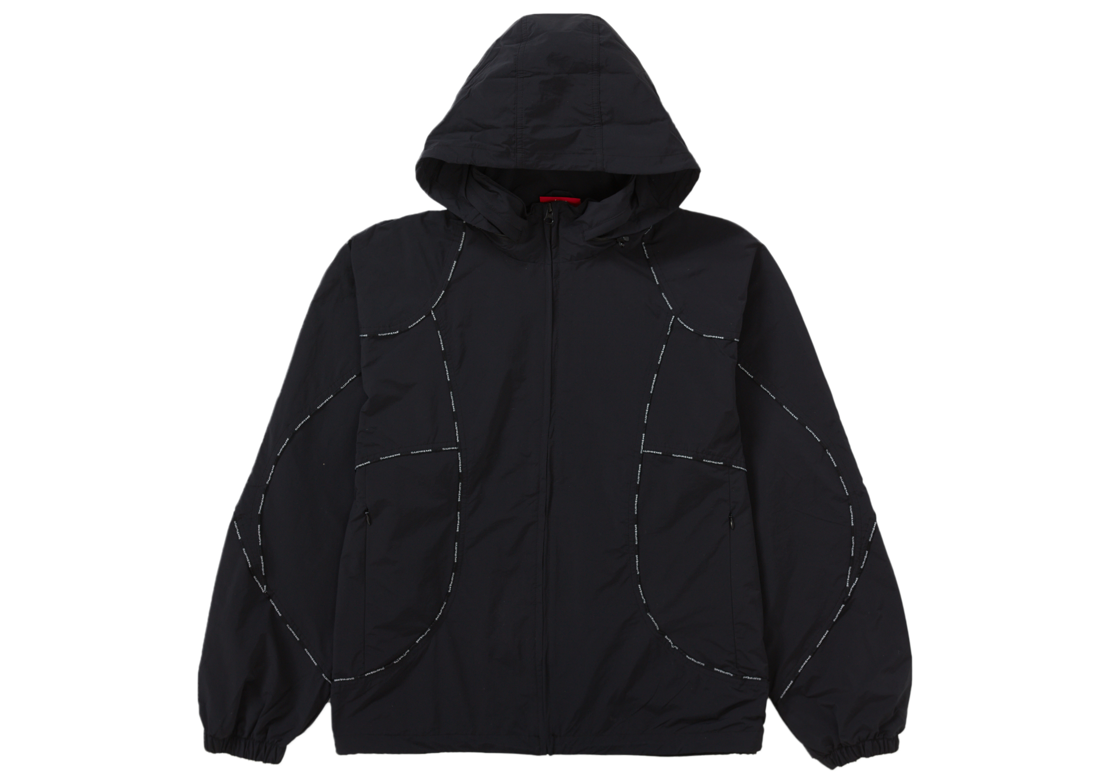 Supreme Logo Piping Hooded Track Jacket Black