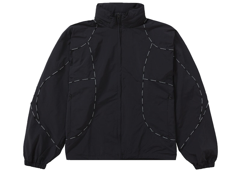 Supreme Logo Piping Hooded Track Jacket Black