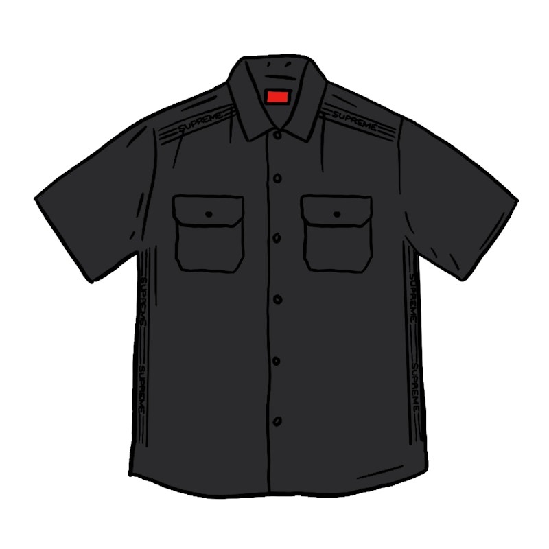 Supreme Logo Rib S/S Work Shirt Black