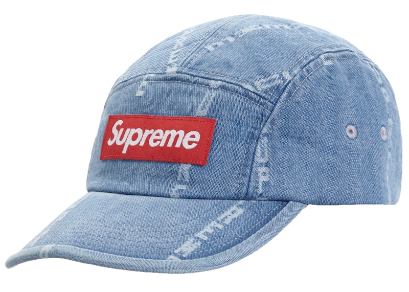 Supreme Logo Stripe Jacquard Denim Camp Cap Blue - FW20 - JP