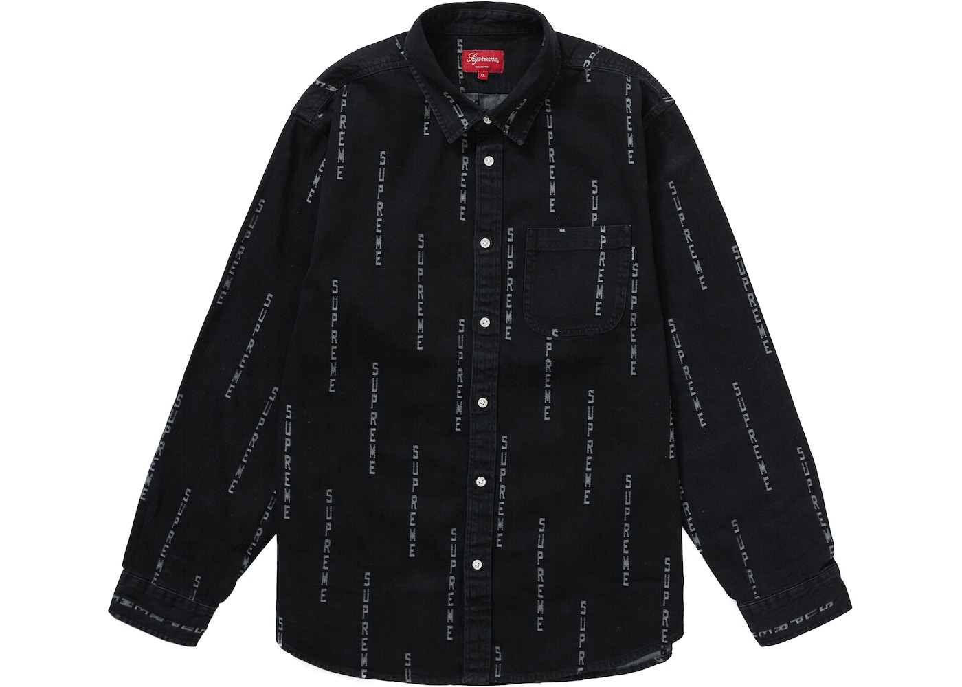 Supreme Logo Stripe Jacquard Denim Shirt Black - FW20