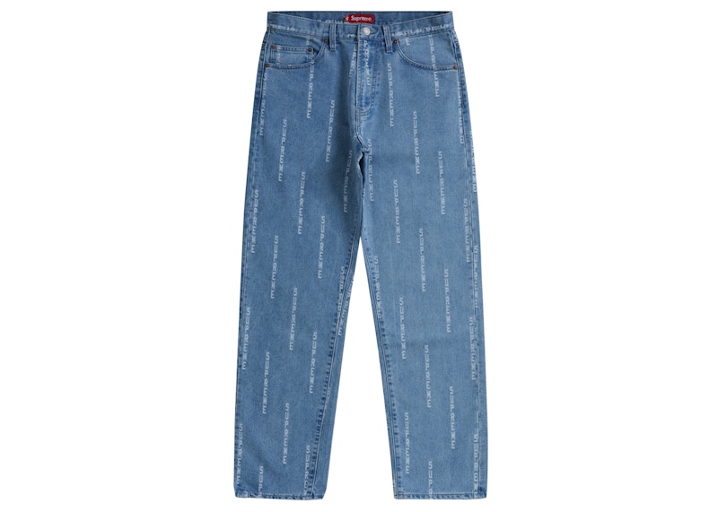 Supreme Logo Stripe Jacquard Regular Jean Blue Men's - FW20 - US