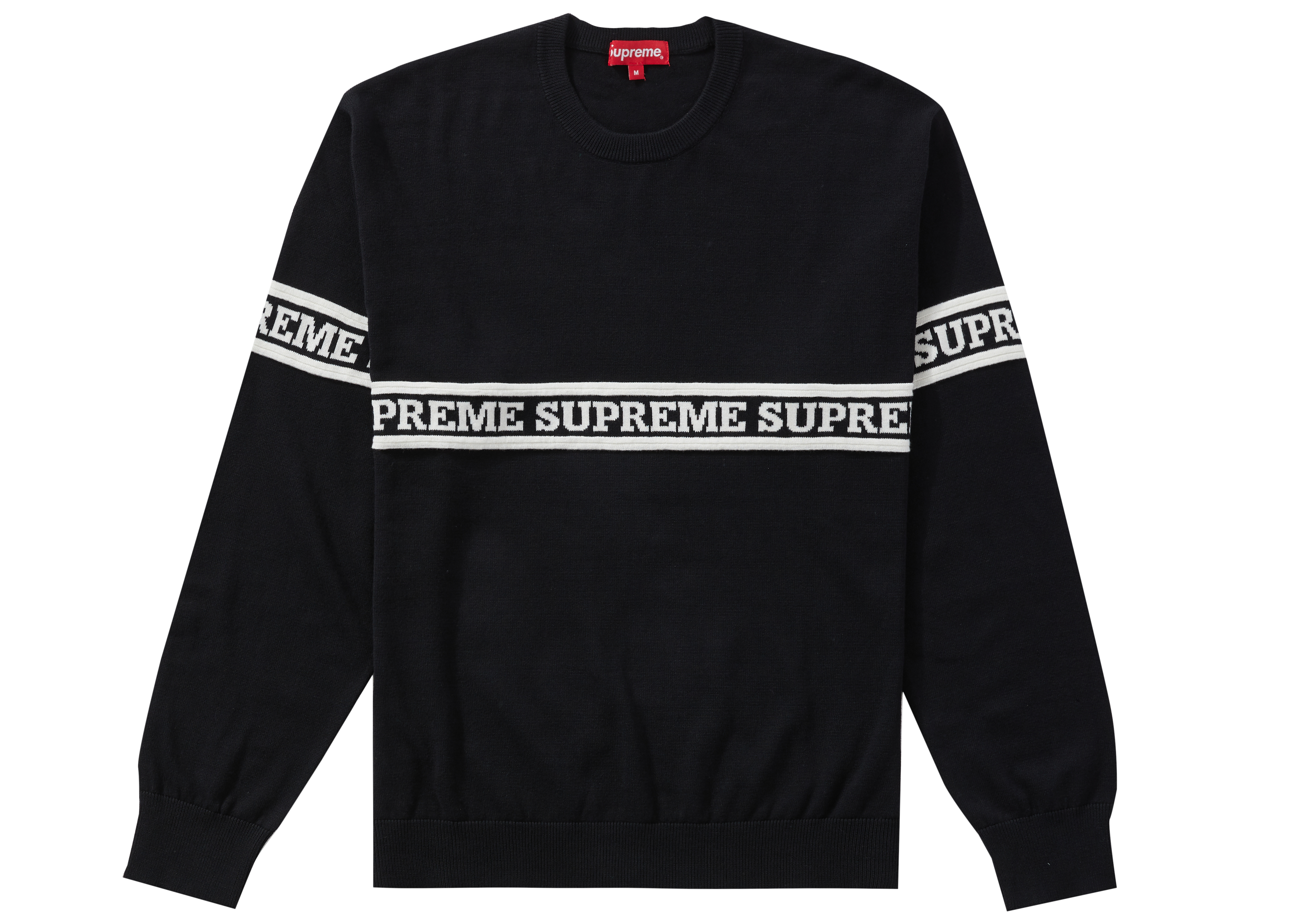 定価以下! Supreme Logo Stripe Knit 黒 Sweater