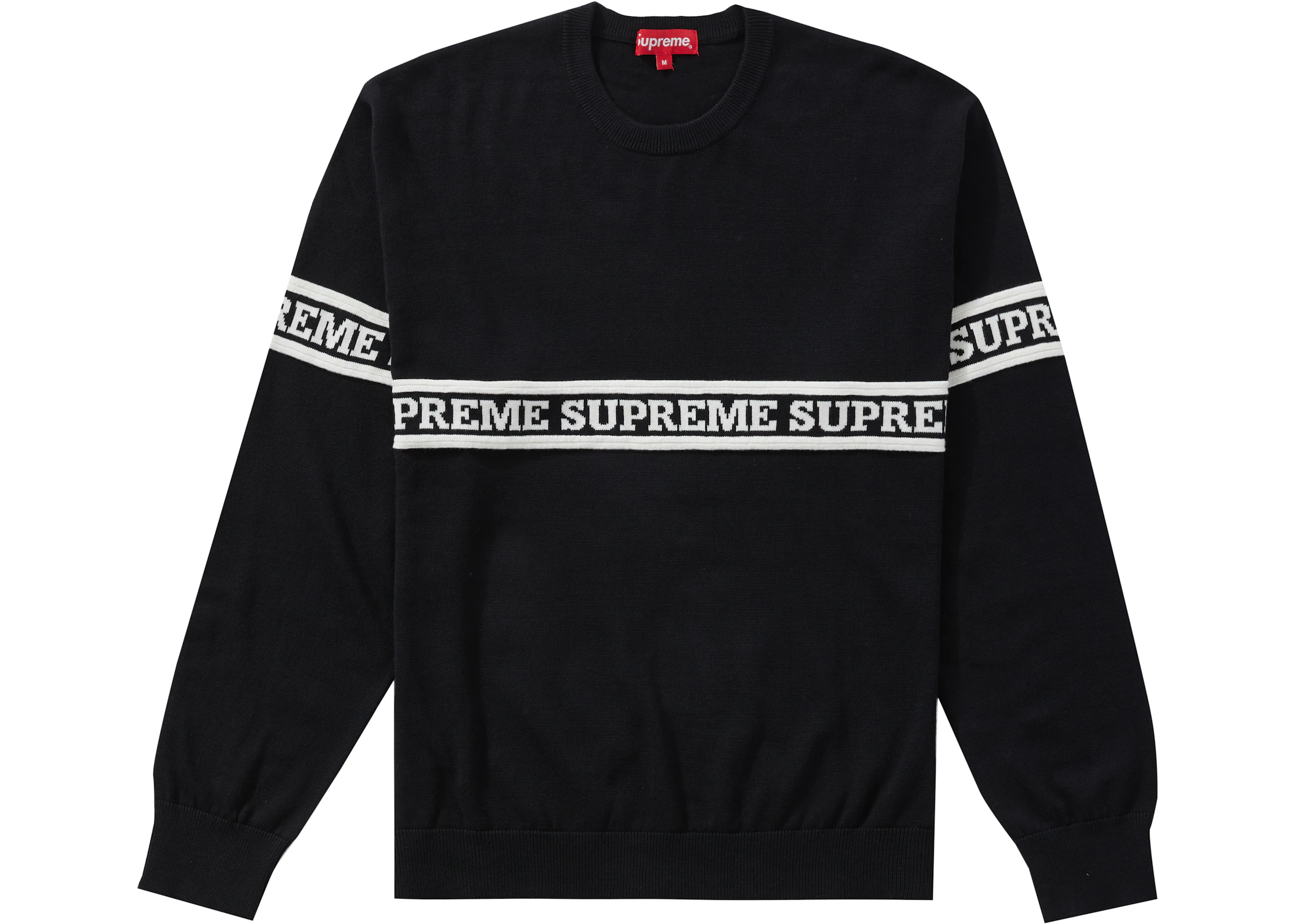 Supreme Logo Stripe Knit Top Black - FW19 - GB