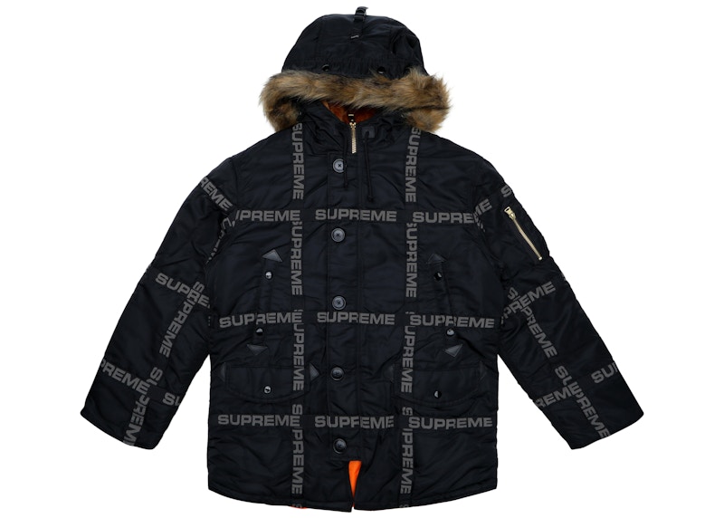 Supreme Logo Tape N-3B Parka Black - FW18 Men's - US