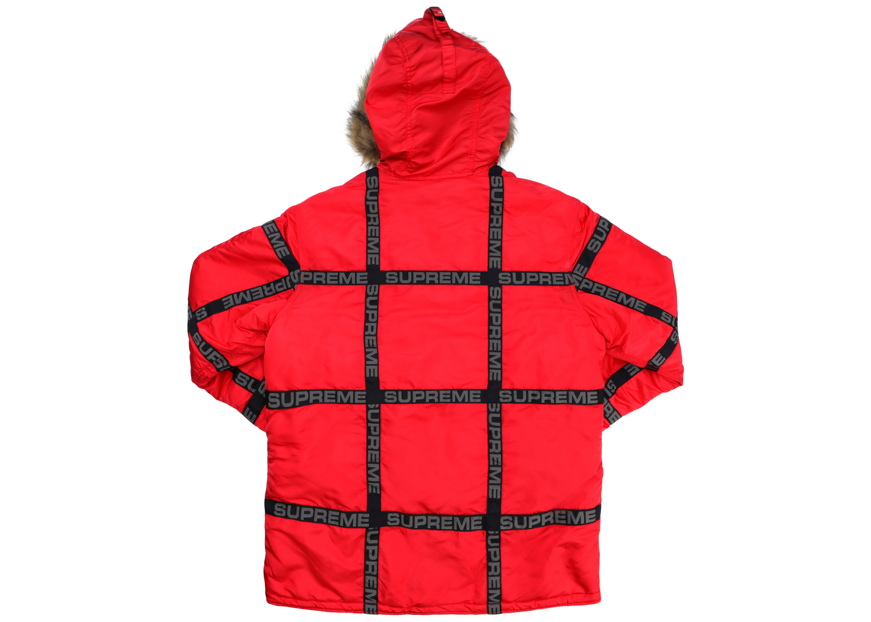 Supreme Logo Tape N-3B Parka Red Men's - FW18 - US