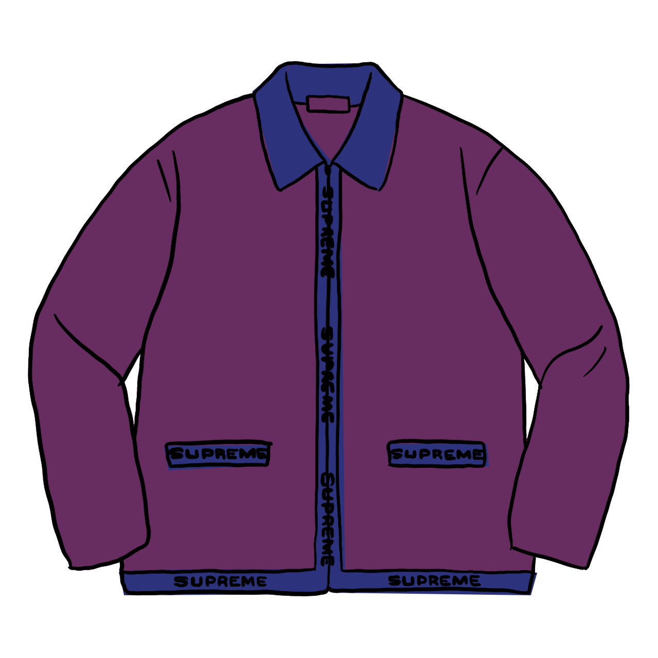 Supreme Logo Trim Zip Up Cardigan Purple