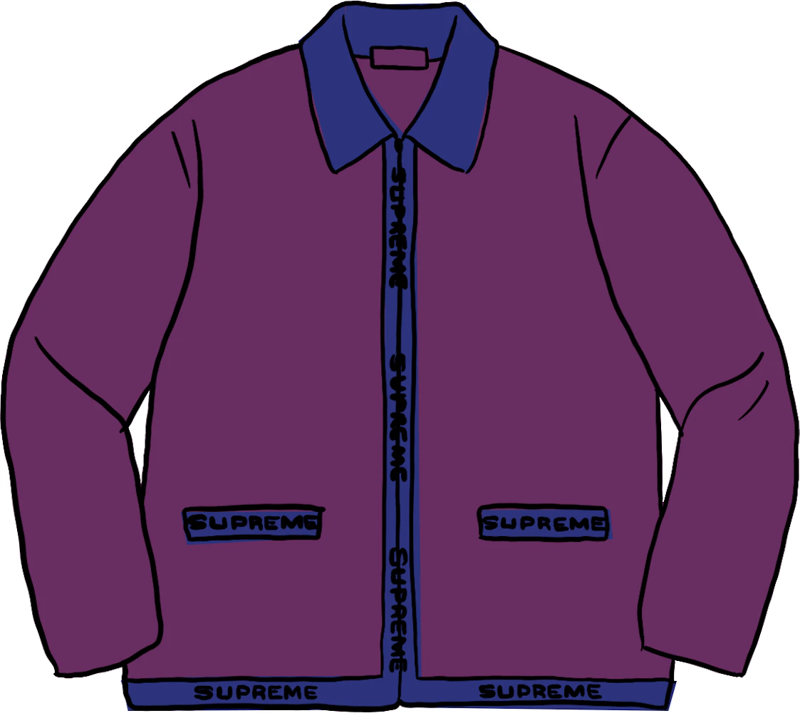Supreme Logo Trim Zip Up Cardigan Purple Men's - SS21 - US