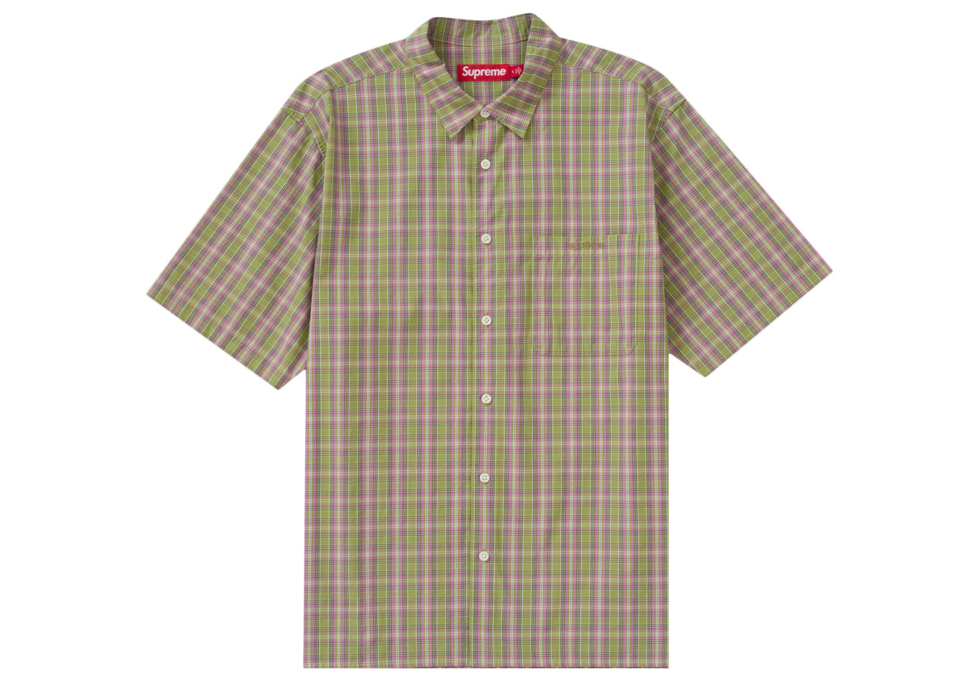 Supreme Loose Fit Mini Plaid S/S Shirt Green