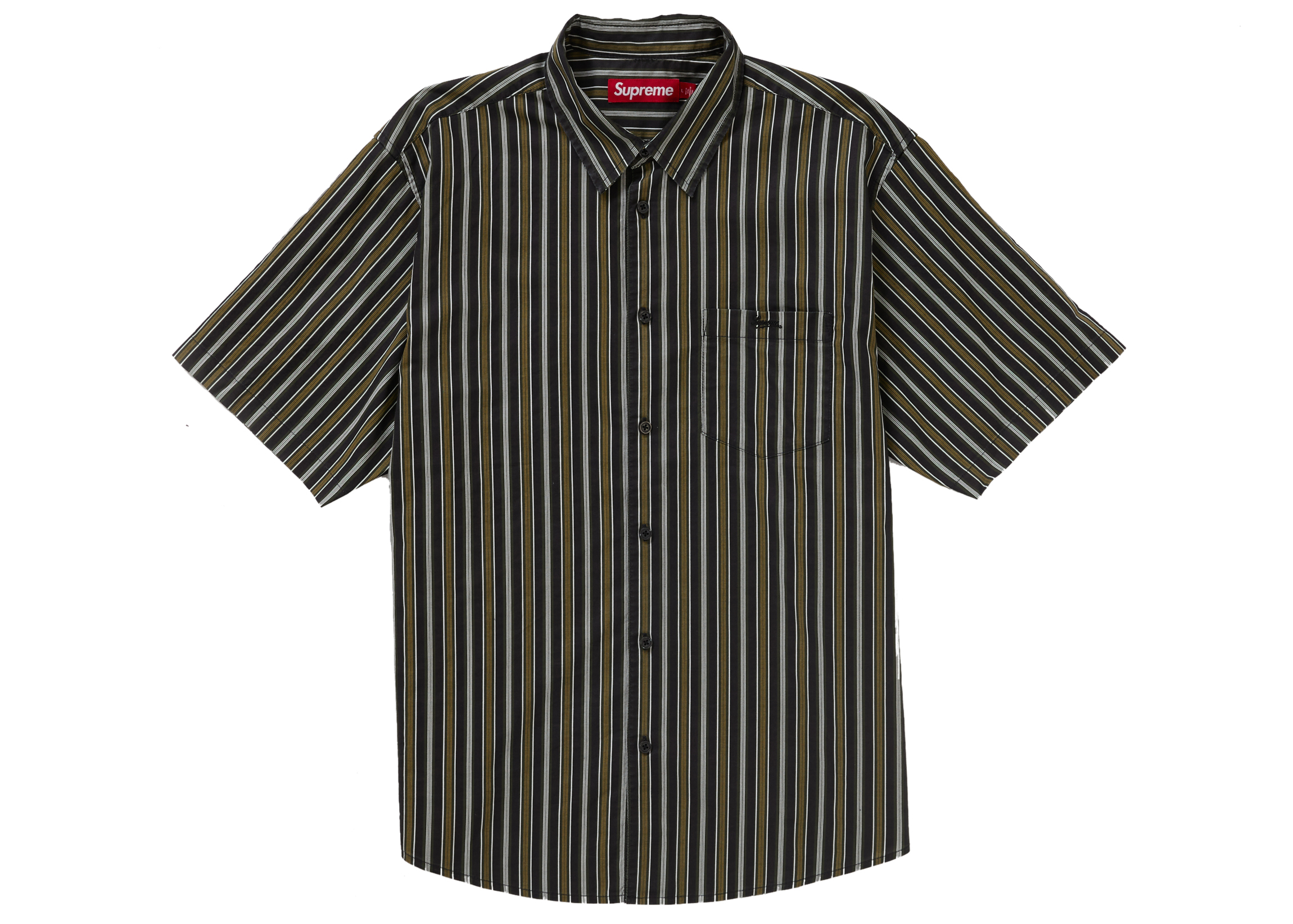 Supreme Loose Fit Multi Stripe S/S Shirt Black